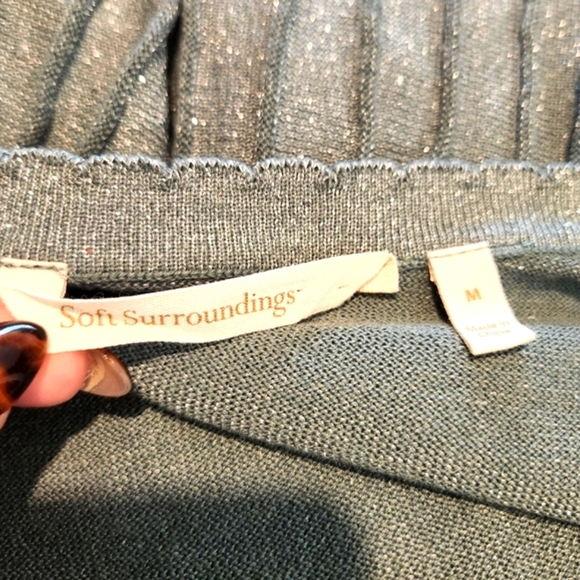 EUC SOFT SURROUNDINGS LUMINE SPARKLE SURPLICE SWEATER DRESS IN DUSTY AQUA SZ M - Picture 10 of 12